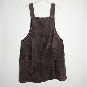 Womens 100% Leather Apron Overall Dress Jumper Brown Rustic Western Plus Size 20